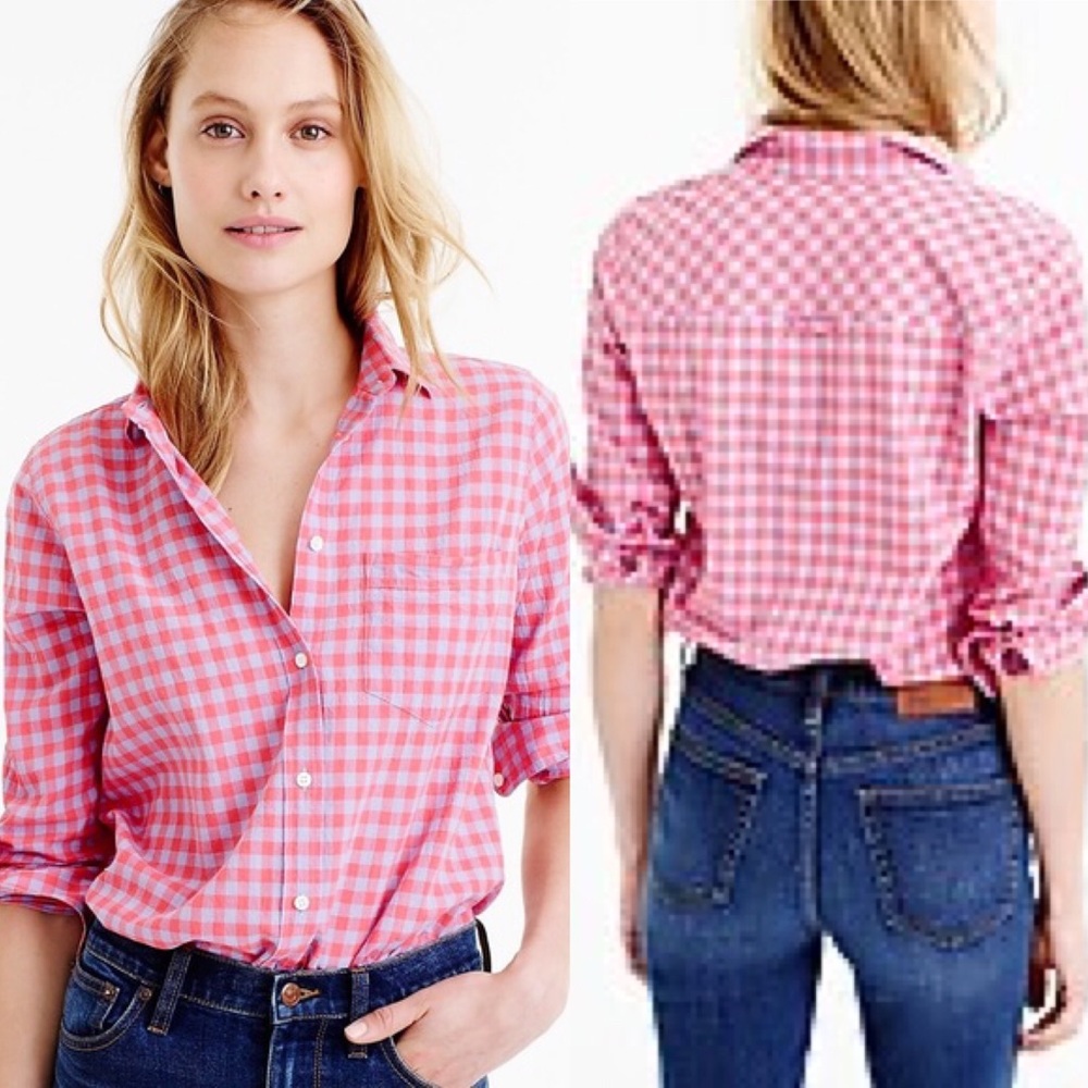 J. Crew boy shirt in two-tone crinkle gingham